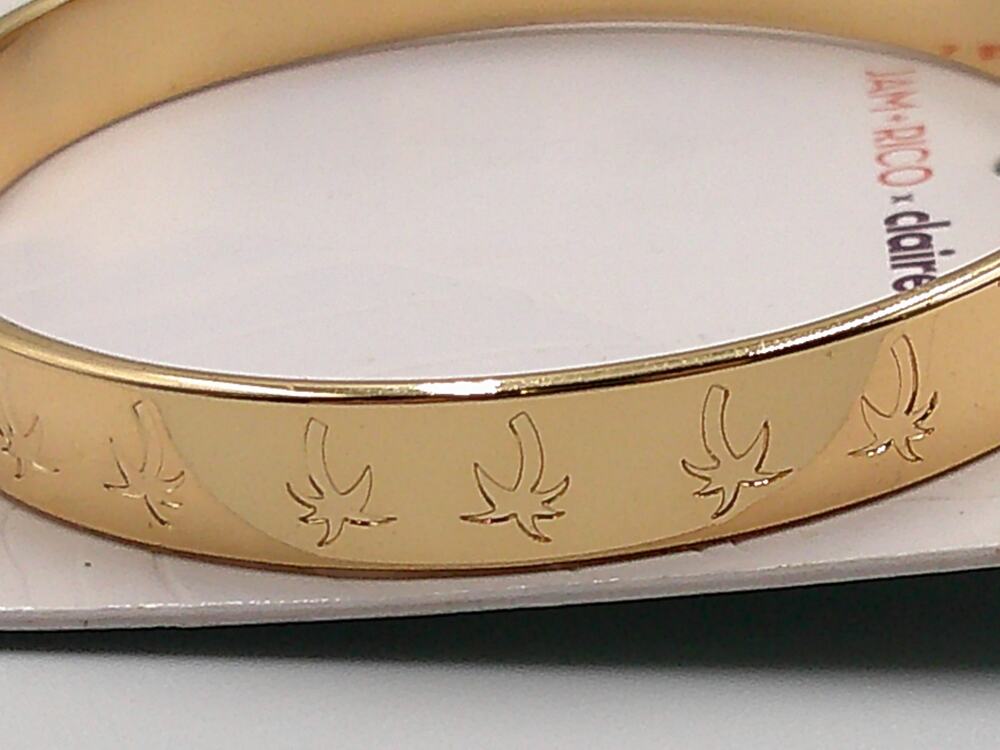 18 KT Gold Plated Cuff Bracelet With Cutout Palm Tree's Bangle New Jim & Rico